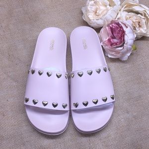 Michael Kors Zooey Pink Heart Slides 10M